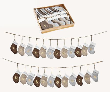 Adventskalender Socken Braun